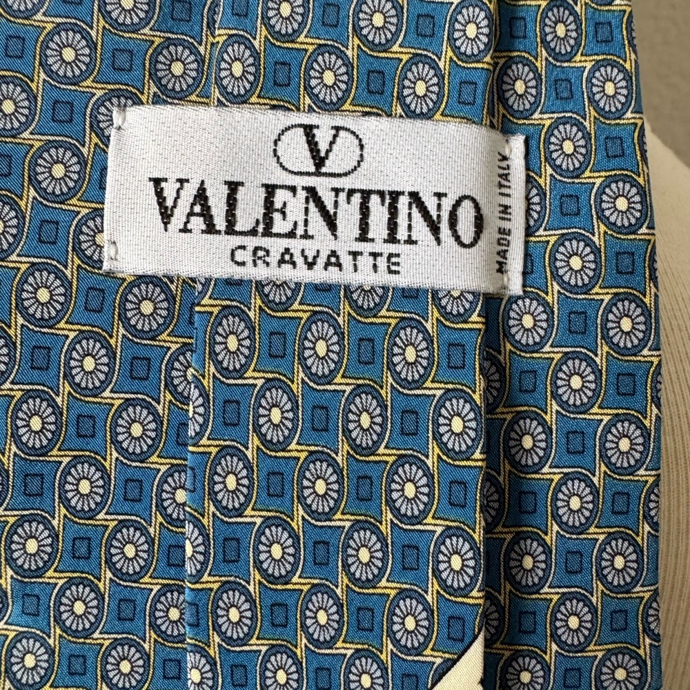 Valentino Geometric Blue and Yellow Men's Tie
